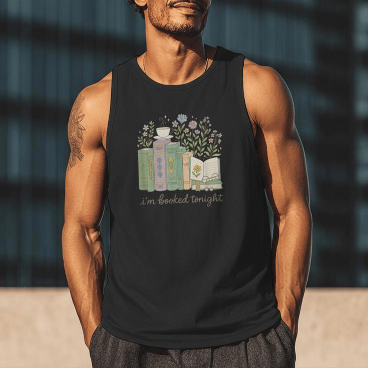 I'm Booked Tonight Cozy Floral Book Lover Graphic Men Tank Top