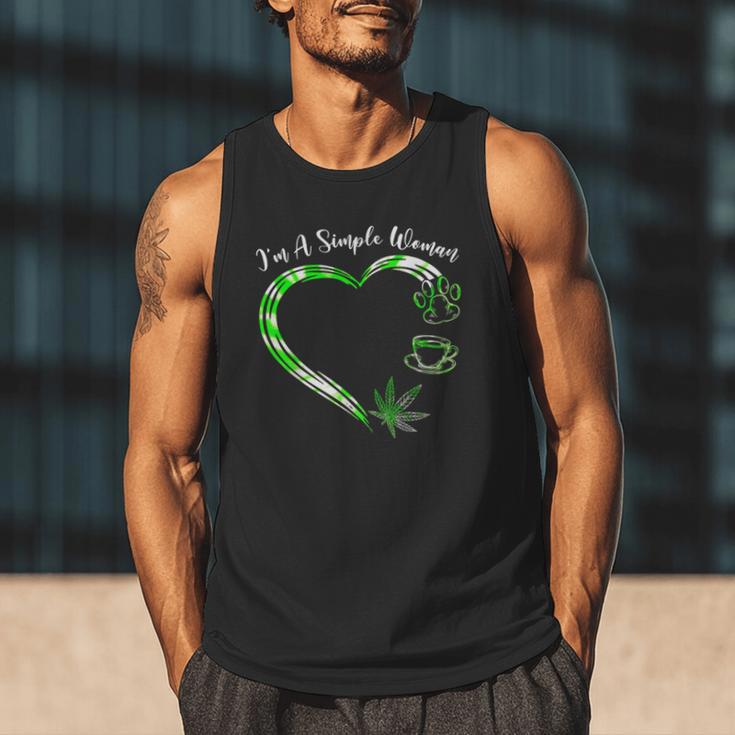 I'm A Simples Woman Loves Weed Coffee And Dog Dad Mom Men Tank Top