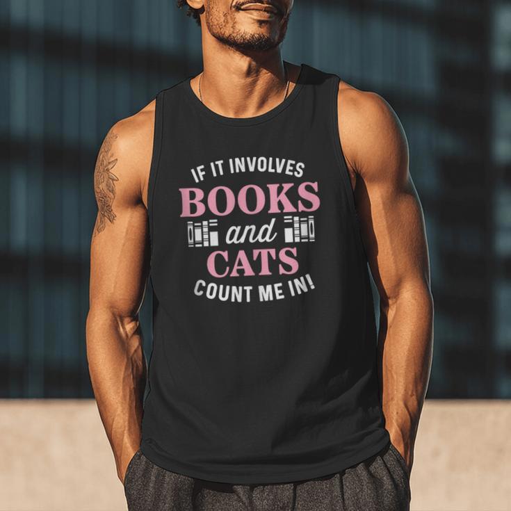 If It Involves Books And Cats Book Lover Men Tank Top