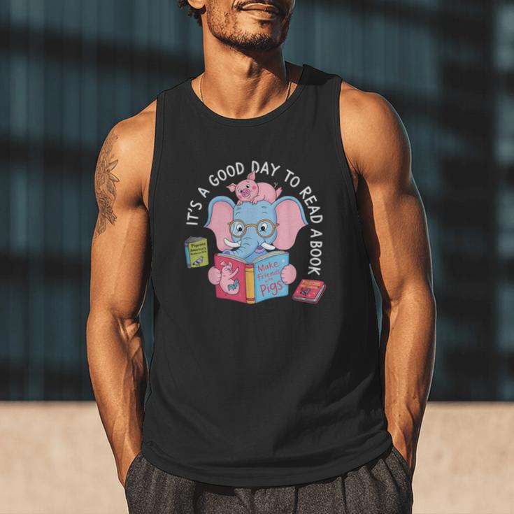 Its A Good Day To Read A Book Cute Elephant And Pig Edition Men Tank Top Its A Good Day To Read A Book Cute Elephant And Pig Edition Men Tank Top