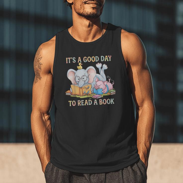 Its A Good Day To Read A Book Cute Pig & Elephant Adventure Men Tank Top
