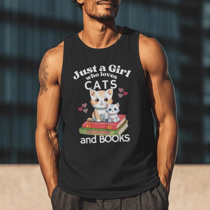 Just A Girl That Loves Cats And Books Cute Cat & Bookwork Men Tank Top Just A Girl That Loves Cats And Books Cute Cat & Bookwork Men Tank Top