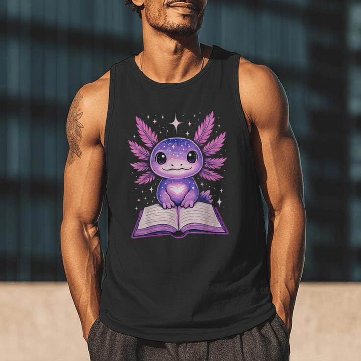 Kawaii Axolotl Cute Axolotls Reading Book Men Tank Top
