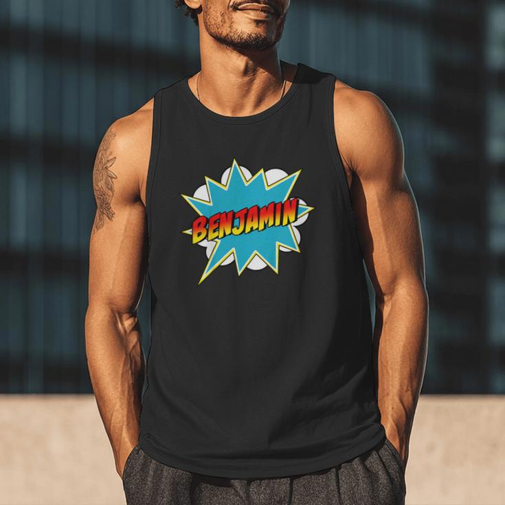 Kids Boys Benjamin Name Personalized Superhero Comic Book Men Tank Top
