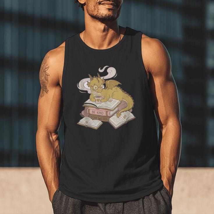 Be Kind Stay Weird Read Books Cute Dragon Men Tank Top