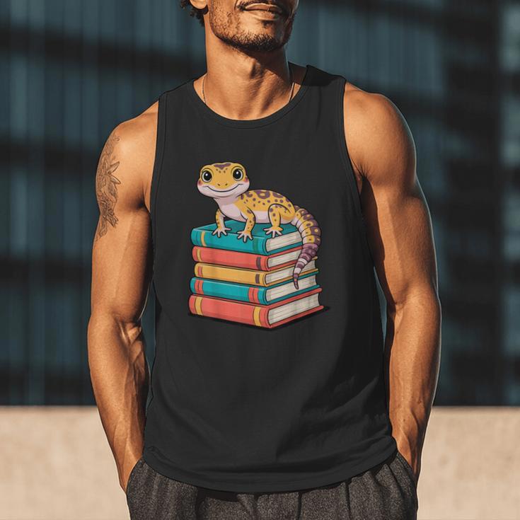 Leopard Gecko Book Lover Reading Men Tank Top