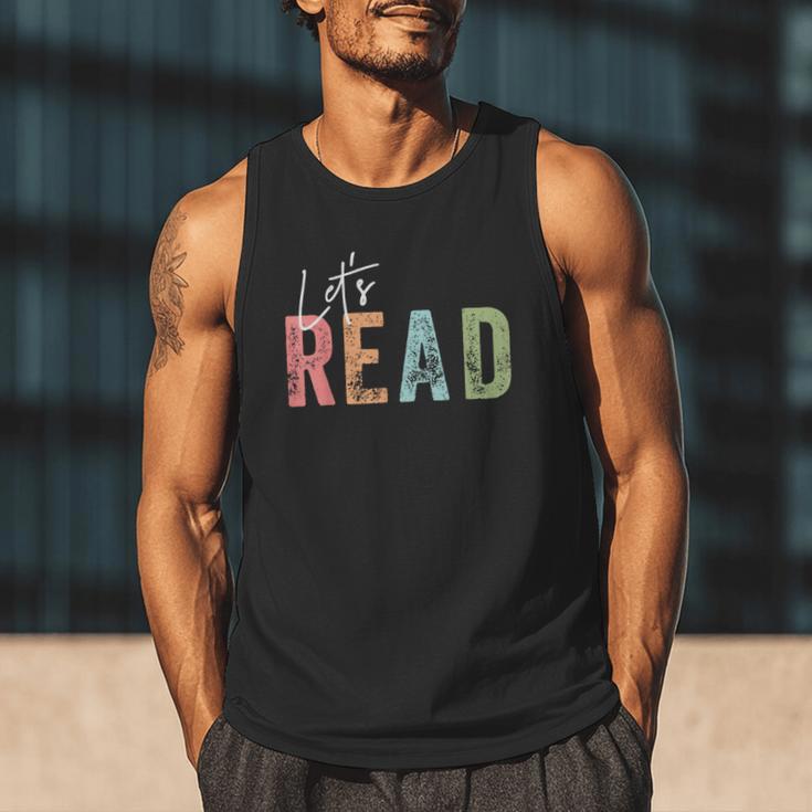 Let's Read Book Nerd Reading Book Lover Librarian Teacher Men Tank Top