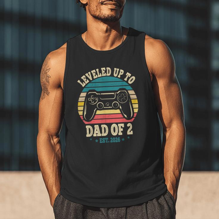 I Leveled Up To Dad Of 2 2026 Promoted To Dad Of Two Kids Men Tank Top