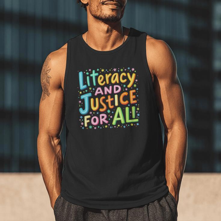 Literacy And Justice For All Protect Banned Books Library Men Tank Top Literacy And Justice For All Protect Banned Books Library Men Tank Top