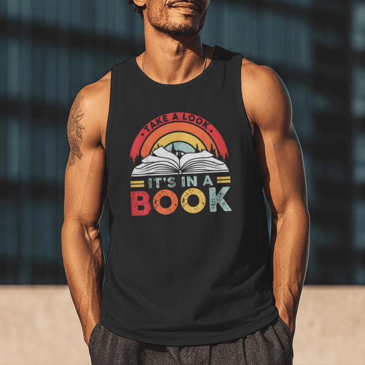 Take A Look It's In A Book Reading Book Vintage Rainbow Men Tank Top