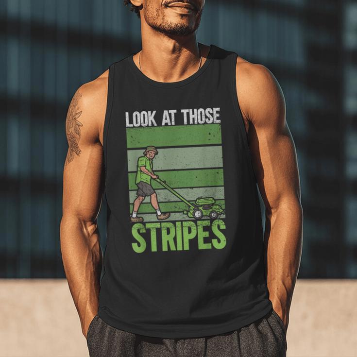 Look At Those Stripes Lawn Mowing Dad Lawn Mower Small Men Tank Top