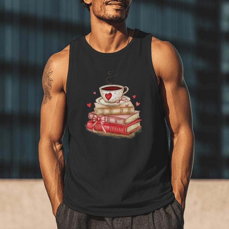 Love Book Coffee Heart Coquette Bow Valentines Day Men Tank Top