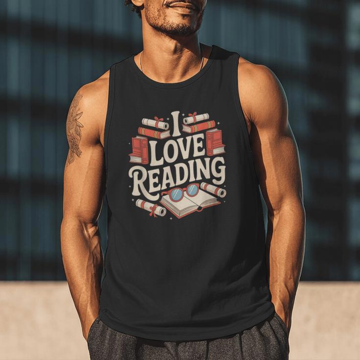 I Love Reading Books Literature Enthusiast Fun Men Tank Top