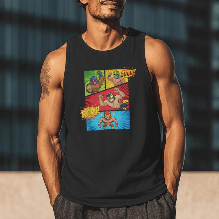 Lucha Libre Comic Book Mexican Wrestling Cartoon Wrestler Men Tank Top