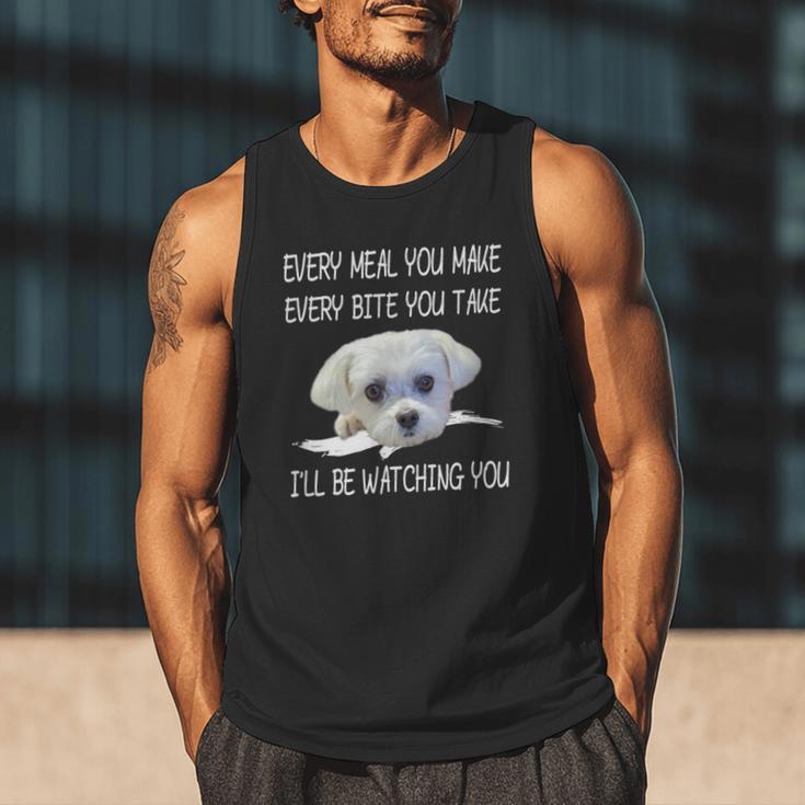 Maltese Dog Watching Owner Quote Puppy Mom Dad Men Women Girls Kids Men Tank Top