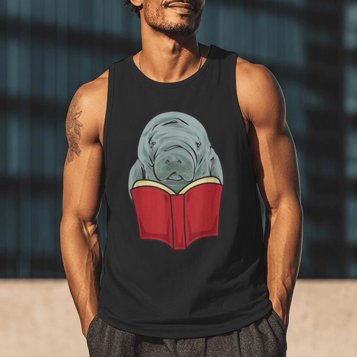 Manatee Reading Books Sea Animal Manatee Men Tank Top