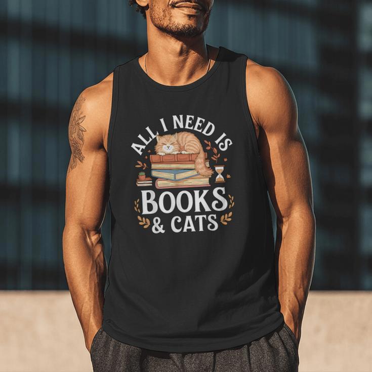 All I Need Is Books And Cats Reading Men Tank Top