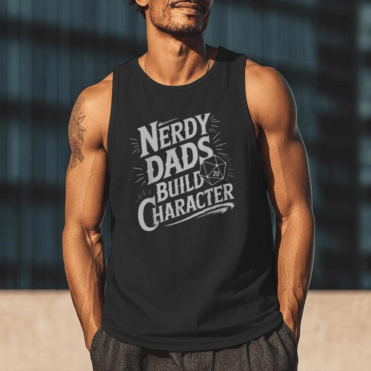 Nerdy Dads Build Character RPG Dice Father Humor Men Tank Top