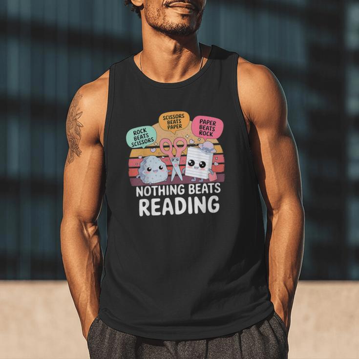 Nothing Beats Reading Rock Paper Scissors Books Lover Men Tank Top