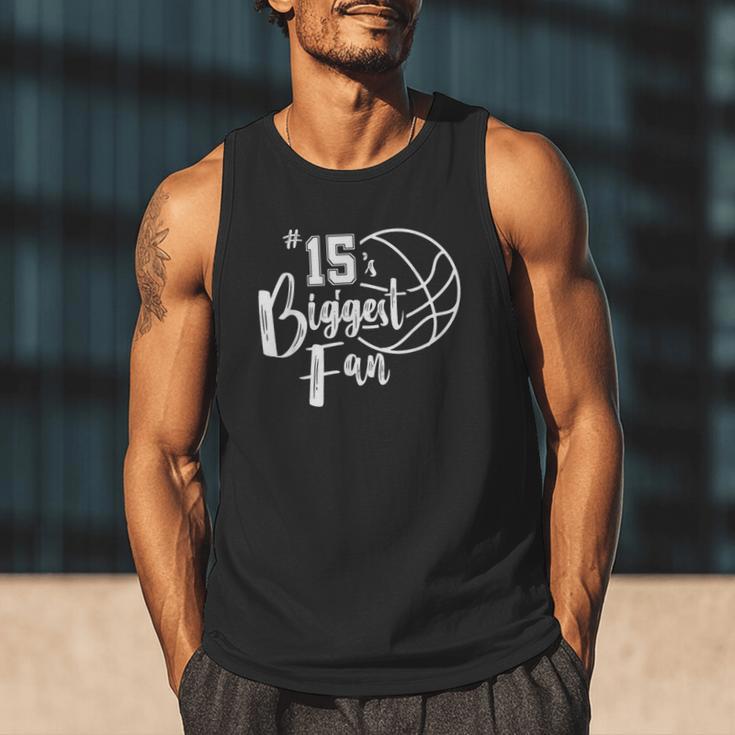 Number 15's Biggest Fan Shirt Basketball Player Mom Dad Men Tank Top