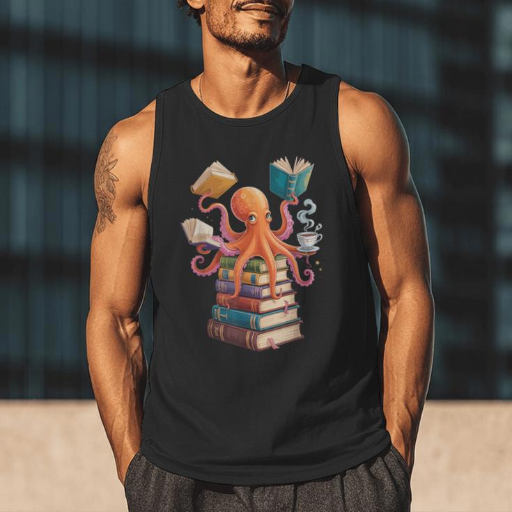 Octopus Book Reading Book Reader Ocean Octopus Men Tank Top