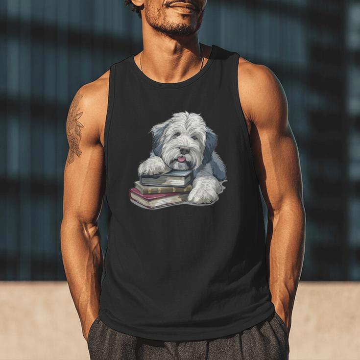 Old English Sheepdog Books Reading Dog Breed Graphic Men Tank Top Old English Sheepdog Books Reading Dog Breed Graphic Men Tank Top