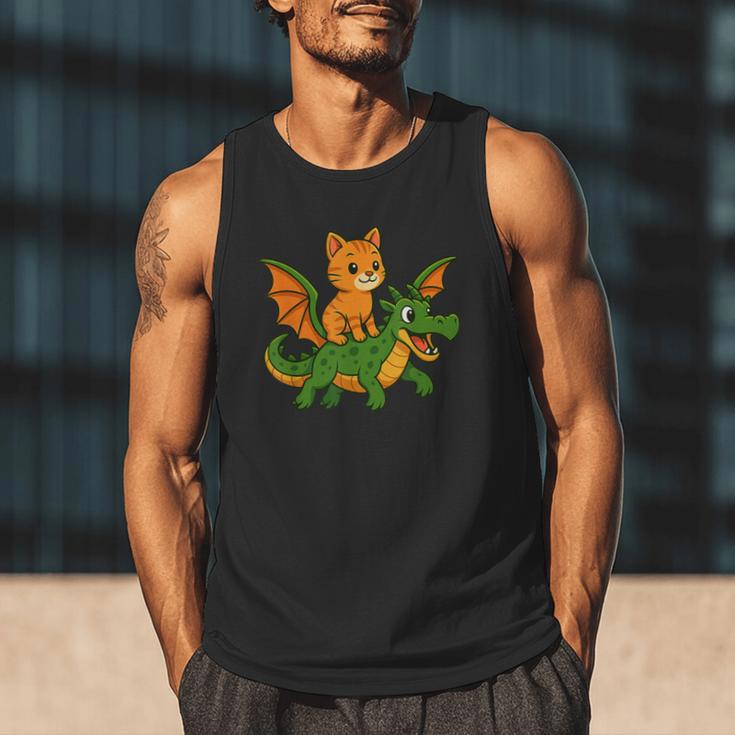 Orange Cat Dragon Riding Animal Lover Mom Dad Kids Men Tank Top