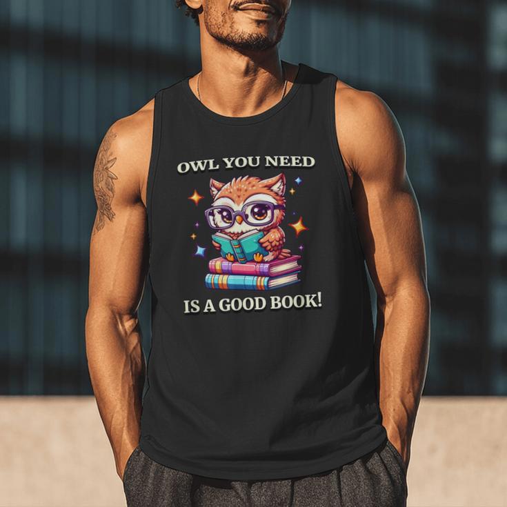 Owl You Need Is A Good Book Cute Love To Read Back 2 School Men Tank Top