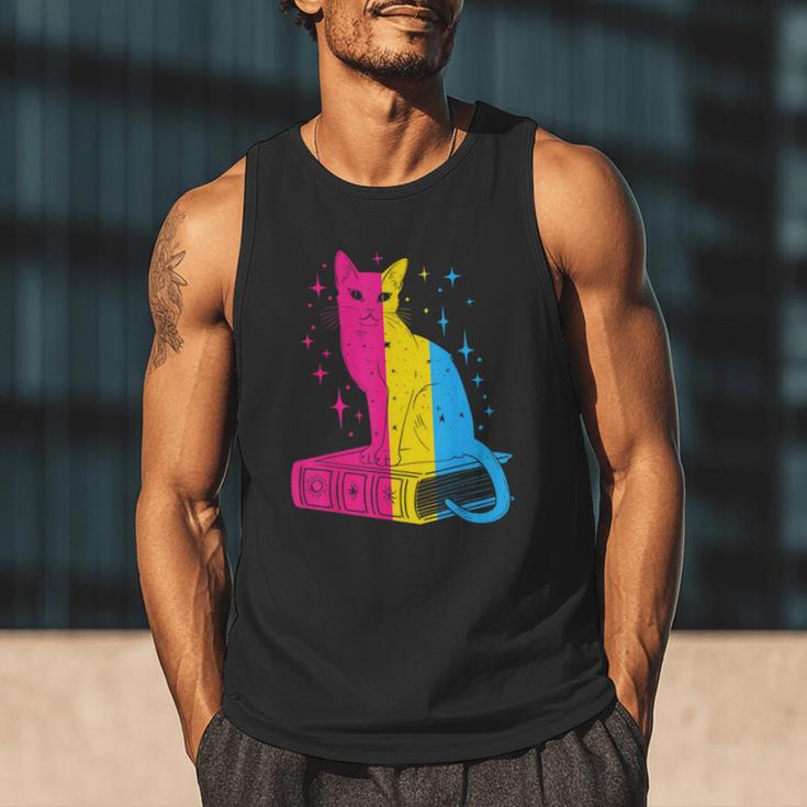 Pansexual Pride Celestial Cat Sitting Book LGBTQ Pan Colors Men Women Men Tank Top Pansexual Pride Celestial Cat Sitting Book LGBTQ Pan Colors Men Women Men Tank Top
