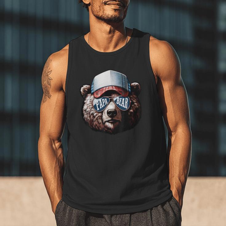 Papa Bear Face Cool Dad Style Retro Fathers Day Daddy Bear Men Tank Top Papa Bear Face Cool Dad Style Retro Fathers Day Daddy Bear Men Tank Top