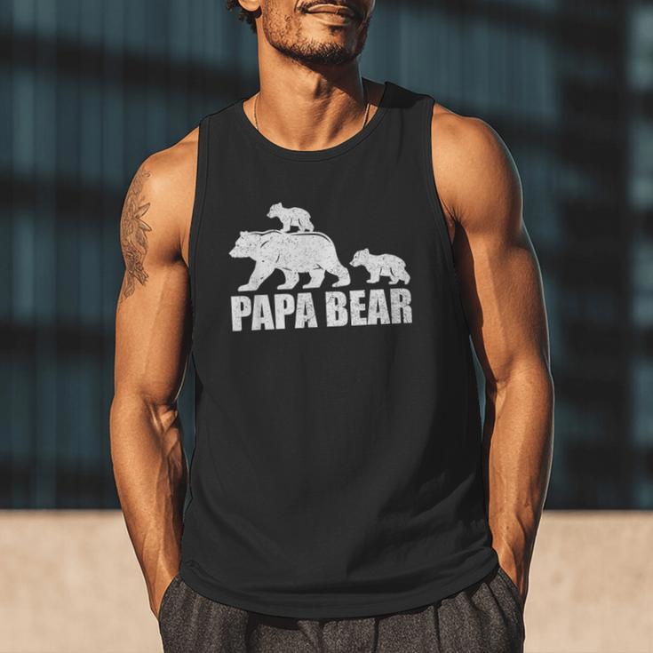 Papa Bear Two Cubs Shirt Daddy Bear Twin Tshirt Papa 2 Kids Men Tank Top