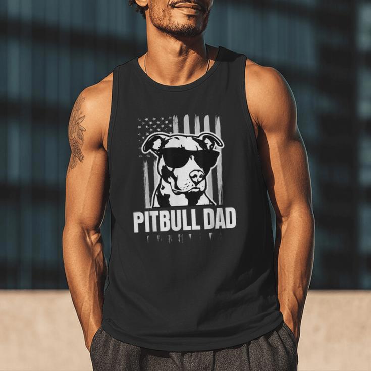 Pitbull Dad Men Pitbull Lover For Dog Dad American Flag Men Tank Top