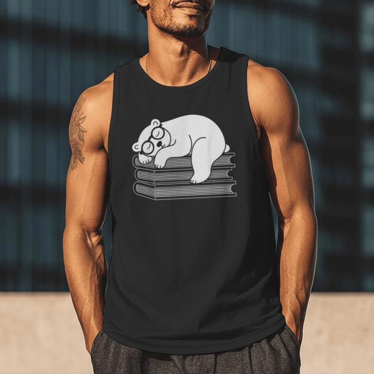 Polar Bear Reading Book Pajama Sleep Men Tank Top