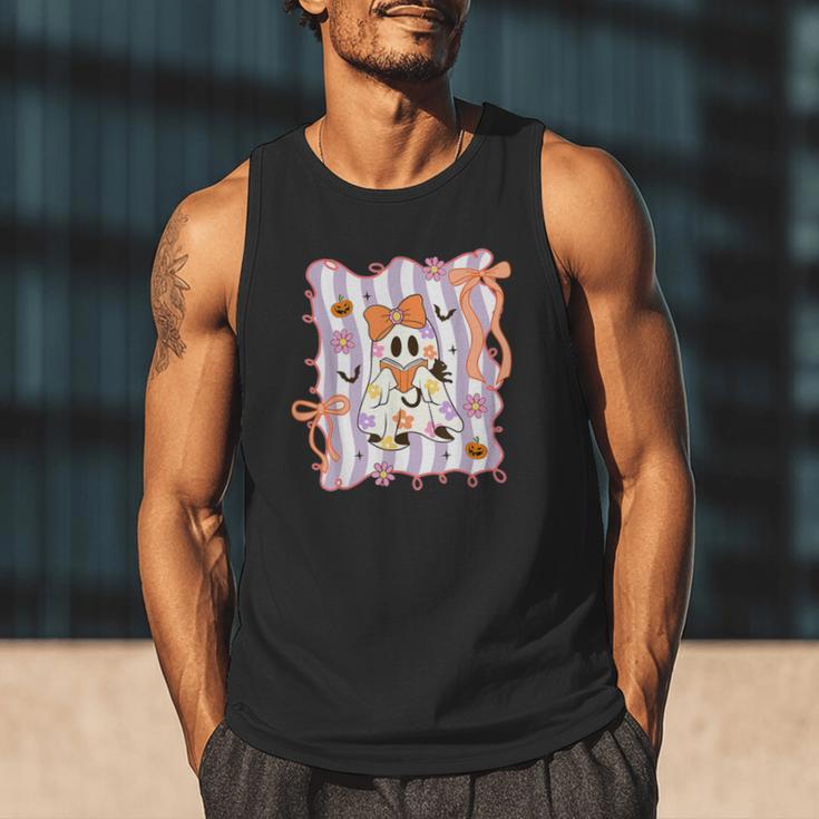 Preppy Coquette Bow Ghost Reading Books Halloween Book Men Tank Top Preppy Coquette Bow Ghost Reading Books Halloween Book Men Tank Top