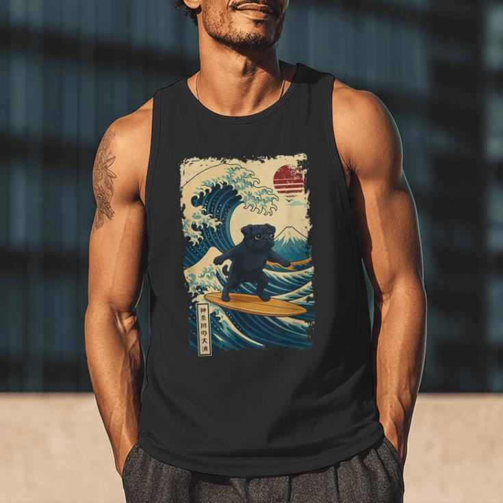 Pug Japanese Kanagawa Wave Surfing Japan Mom Dad Kids Men Tank Top