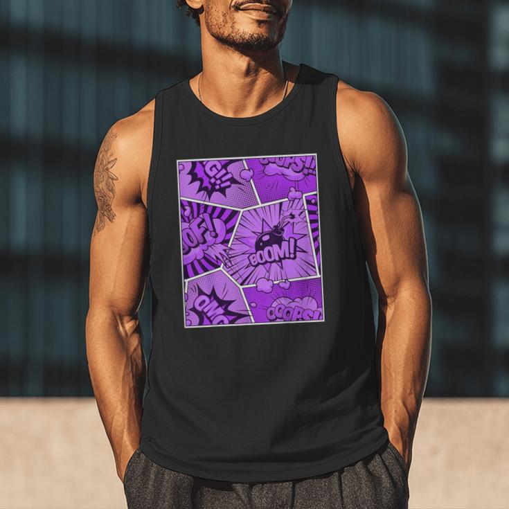 Purple Comic Book Purple Color Graphic Men Tank Top Purple Comic Book Purple Color Graphic Men Tank Top