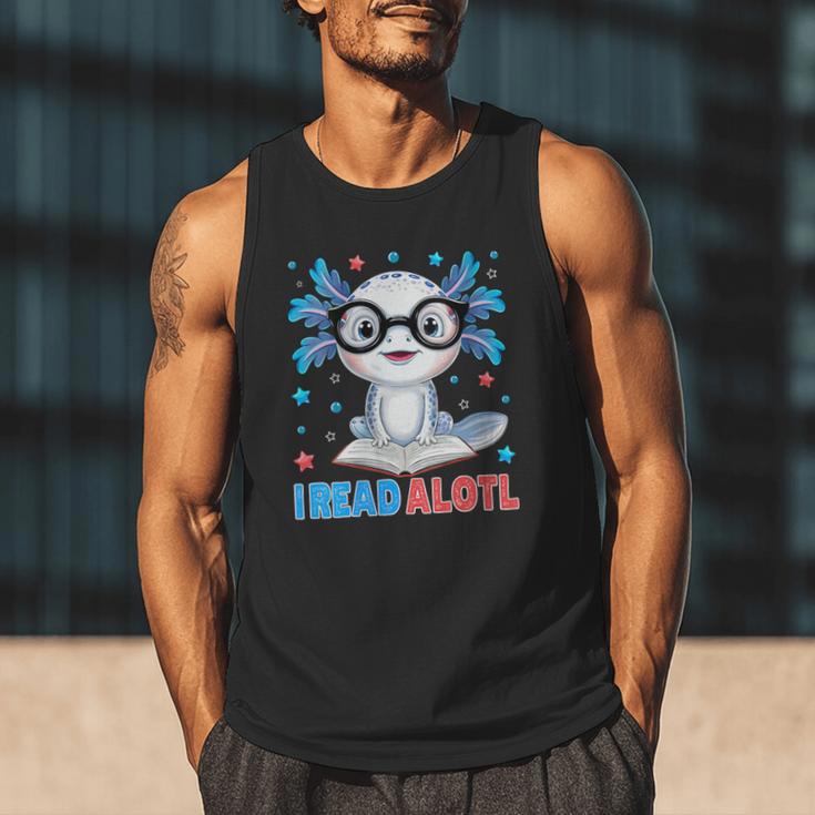 I Read Alotl Cute Axolotl Reading Book Lover Men Tank Top