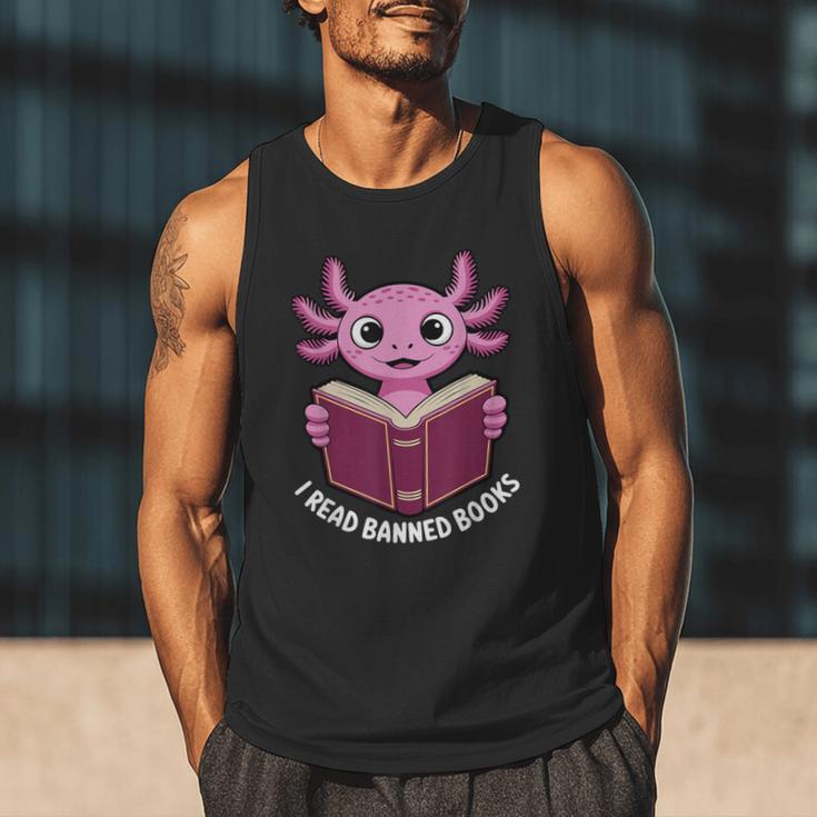 I Read Banned Books Axolotl Reading Men Tank Top