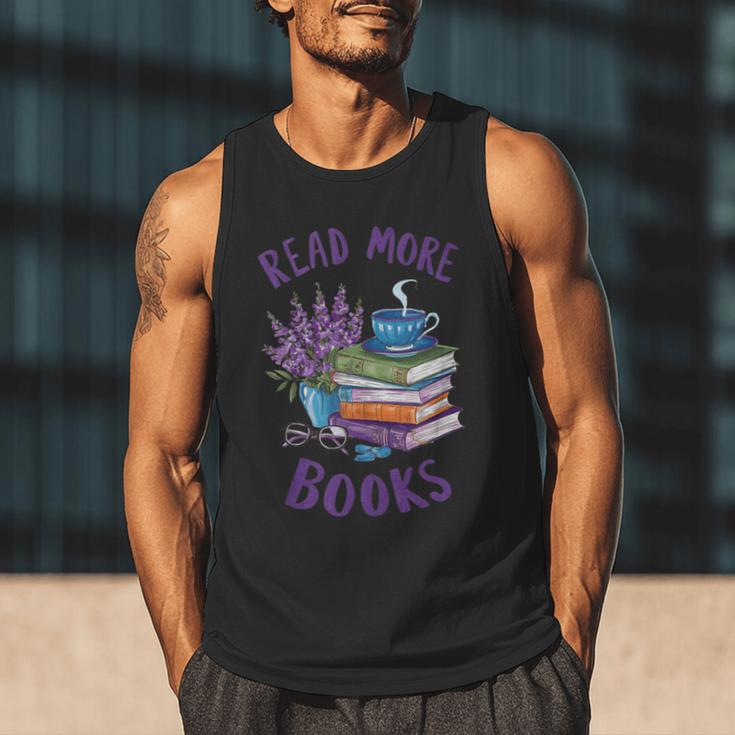 Read More Books Floral Book Reader Art Reading Lover Quote Men Tank Top