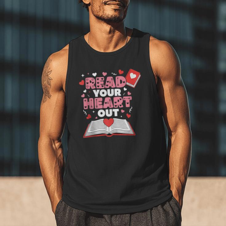 Read Your Heart Out Valentines Day Reading Book Kids Teacher Men Tank Top