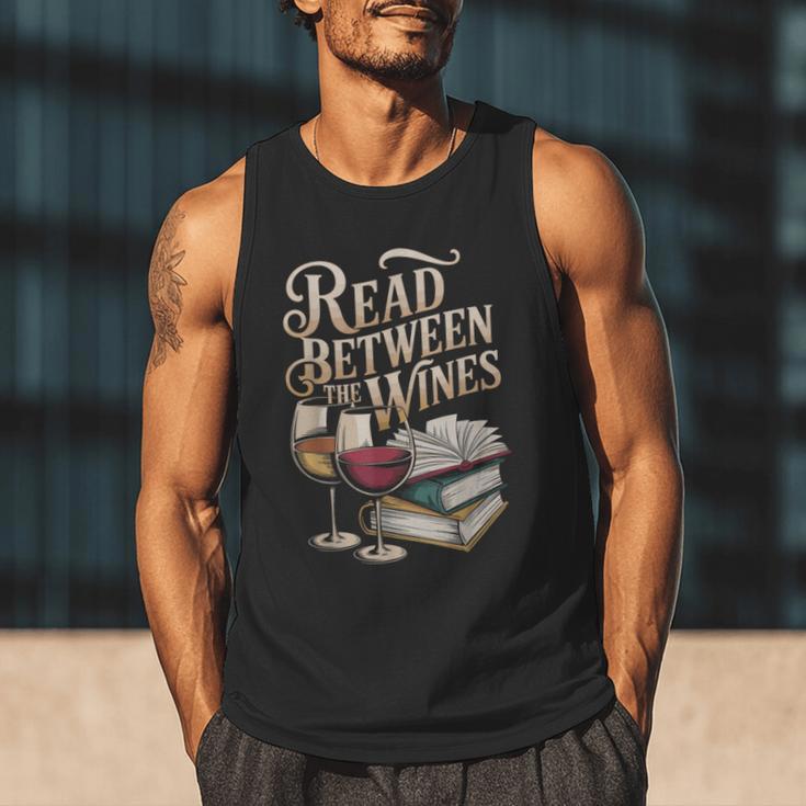 Read Between The Wines Vintage Book Lovers Wine Reading Men Tank Top