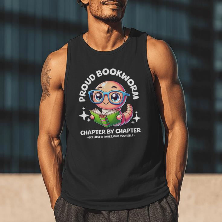 Reading Book Lovers Glasses Cartoon Worm Books Cute Bookworm Men Tank Top