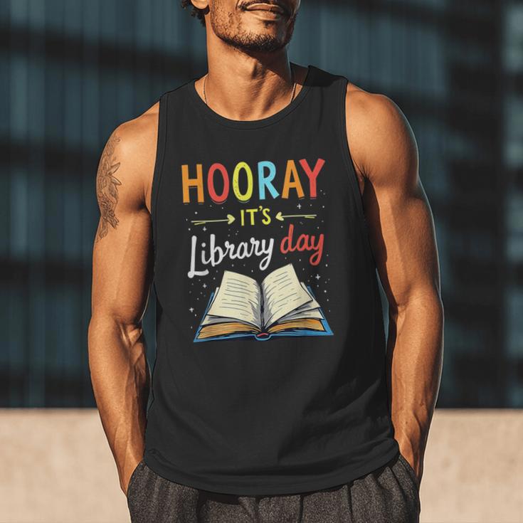 Reading Books Bibliophile Hooray It's Library Day Men Tank Top Reading Books Bibliophile Hooray It's Library Day Men Tank Top