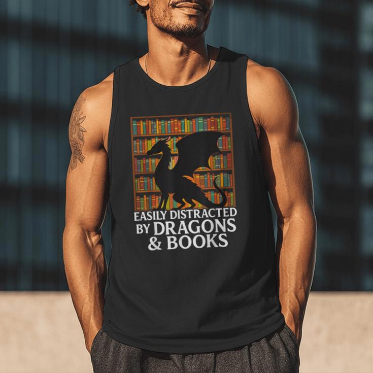 Reading Dragon Easily Distracted By Dragons And Books Men Tank Top Reading Dragon Easily Distracted By Dragons And Books Men Tank Top