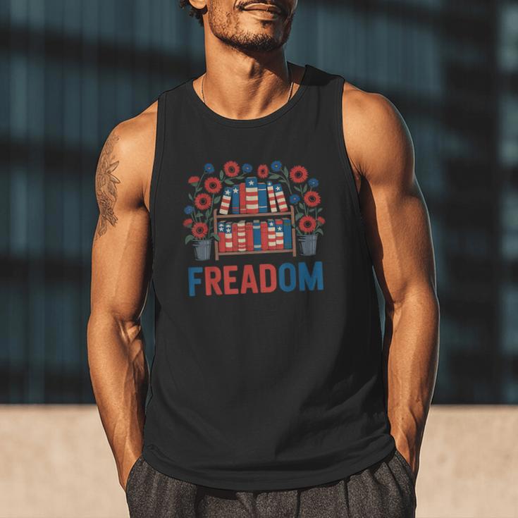 Reading Freadom Freedom Book Lover 4th Of July Men Women Men Tank Top