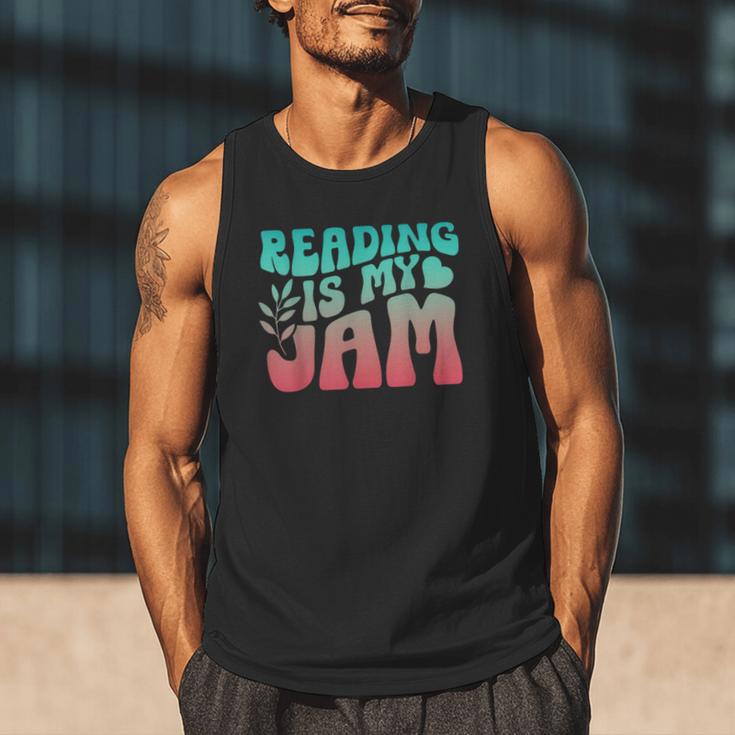 Reading Is My Jam Book Lover Bookworm Teacher Library Reader Men Tank Top