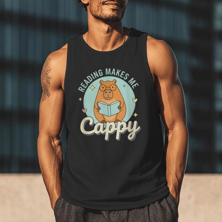 Reading Makes Me Cappy Bookworm Capybara Book Reading Men Tank Top