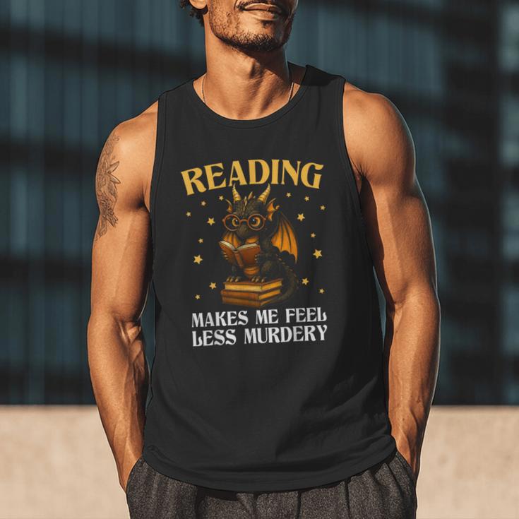 Reading Makes Me Feel Less Murdery Book Dragon Men Tank Top Reading Makes Me Feel Less Murdery Book Dragon Men Tank Top