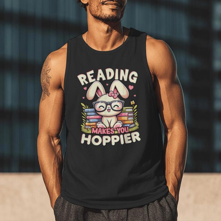 Reading Makes You Hoppier Bunny Book Fans Toddler Kid Men Tank Top Reading Makes You Hoppier Bunny Book Fans Toddler Kid Men Tank Top