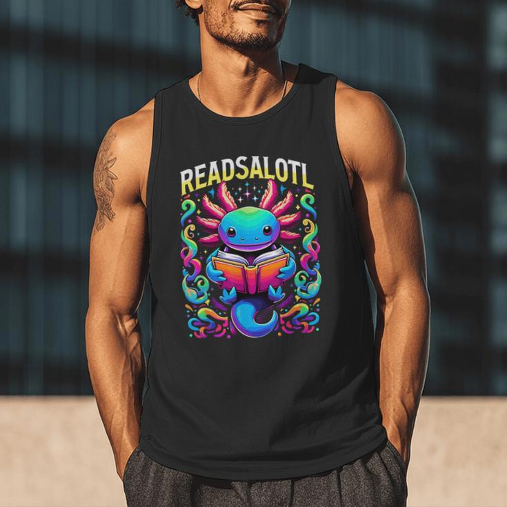Readsalotl Axolotl Book Lovers Axolotls Men Tank Top